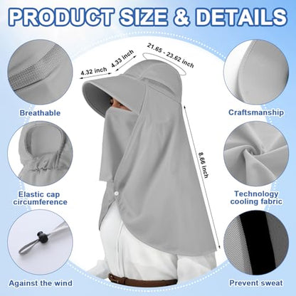 Skicuff 1/3 Pcs Women Sun Hat with Neck Flap - color: Grey