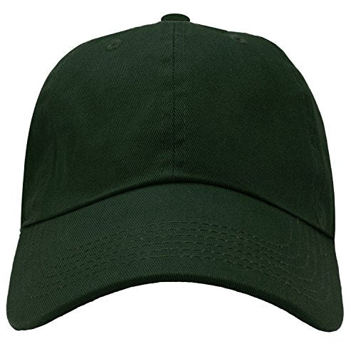 Falari Classic Baseball Cap Dad Hat 100% Cotton Soft Adjustable Size - color: Dark Green