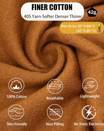 Thin 100% Cotton Fine-Knit Beanie Hat Slouchy Soft Chemo Skull Cap - color: 1-brown1