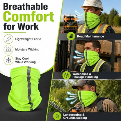 SATINIOR 4 Pcs Neck Gaiter Face Mask for Men, High Vis - color: Green