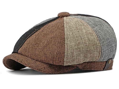 Newsboy Cap for Men 8 Panel Vintage Cabbie News Flat Gatsby Mens Hats Adjustable Linen Mens Hats - color: Design