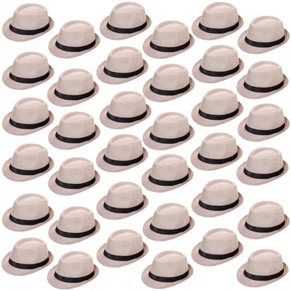 Suhine 36 Pcs Fedora Hat Bulk for 20s Party Supplies - color: Creamy White