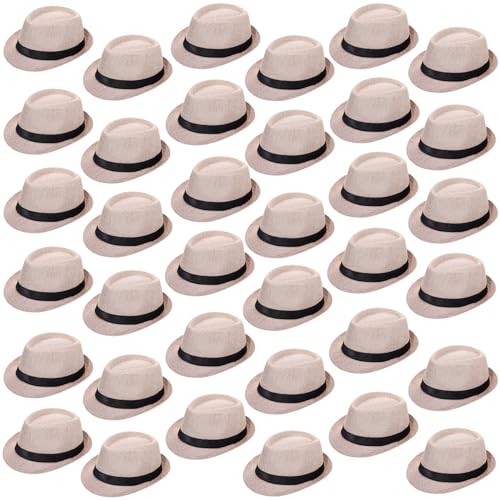 Suhine 36 Pcs Fedora Hat Bulk for 20s Party Supplies - color: Creamy White