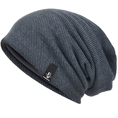 VECRY Mens Slouchy Beanie Knit Skull Cap Long Baggy Hip-hop Winter Summer Hat B305 - color: Navy, size: Large