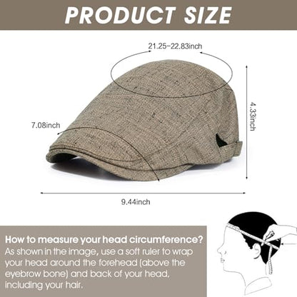 2Pcs Men's Newsboy Cap Cotton Flat Ivy Gatsby Driving Hat - color: Ym1-black+coffee