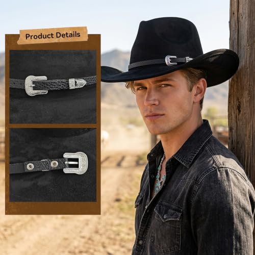 Western Cowboy Hat for Women, Shapeable Wide Brim Classic Cowgirl Hat - color: Color 1