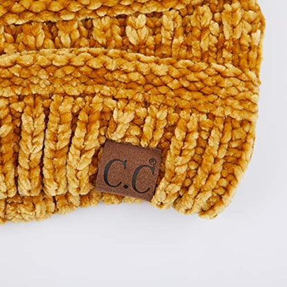 C.C Exclusives Cable Knit Beanie - Thick, Soft & Warm Chunky Beanie Hats - color: Chenille Mustard