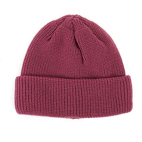 UNDERCONTROL Logo Label Patch Unisex Fall Winter Short Thick Cuffed Rollup Warm Beanie Korea Trawler Fisherman Knit Skull Hat - color: U Strap Pink