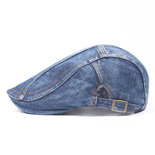Newsboy Hats Flat Ivy Gatsby Cabbie Driving Denim Berets Cap for Men Women - color: Dark Blue