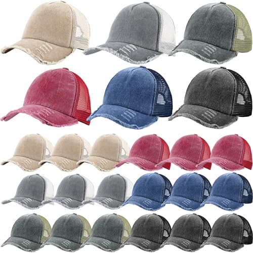 Suhine 24 Pcs Blank Trucker Hat Bulk,Unisex Baseball Cap - color: Bright Color