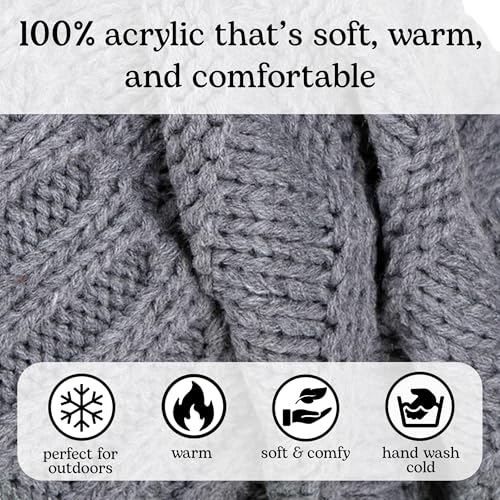 Funky Junque Exclusives Slouchy Beanie for Women – Oversized Winter Hat, Chunky Cable Knit Beanies, Soft Warm Unisex Slouch Hats for Cold Weather - Heather Grey