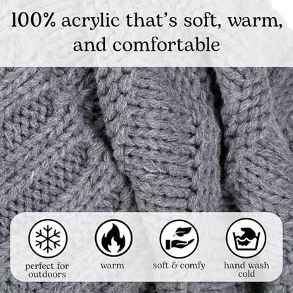 Funky Junque Exclusives Slouchy Beanie for Women – Oversized Winter Hat, Chunky Cable Knit Beanies, Soft Warm Unisex Slouch Hats for Cold Weather - Heather Grey