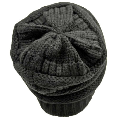 Black Thick Slouchy Knit Oversized Beanie Cap Hat,One Size,Black
