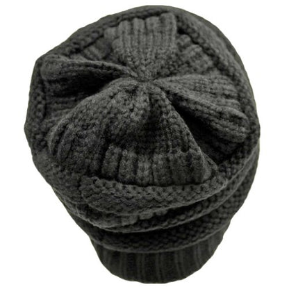 Black Thick Slouchy Knit Oversized Beanie Cap Hat,One Size,Black