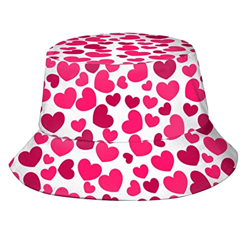 Valentine's Day Hearts Print Bucket Hat Summer Travel Fisherman Sun Hat Cap for Women Men Teens - color: Daya11