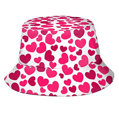 Valentine's Day Hearts Print Bucket Hat Summer Travel Fisherman Sun Hat Cap for Women Men Teens - color: Daya11
