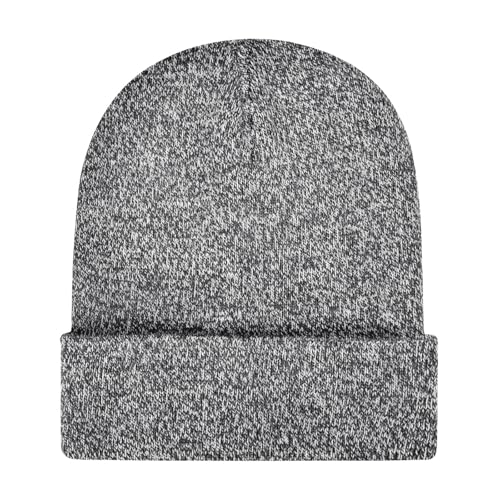 ZOORON Beanie for Men Women Warm Winter Hat Unisex Soft Knit Cuffed Beanie - color: 1pack-black&white