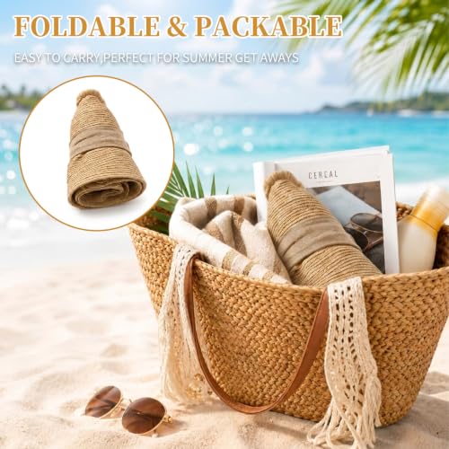 Barelove Sun Straw Hat Wide Brim Shape Hat with UPF 50+, Packable Foldable Floppy Summer Beach Hat for Women Men - color: Khaki With Beige Strap