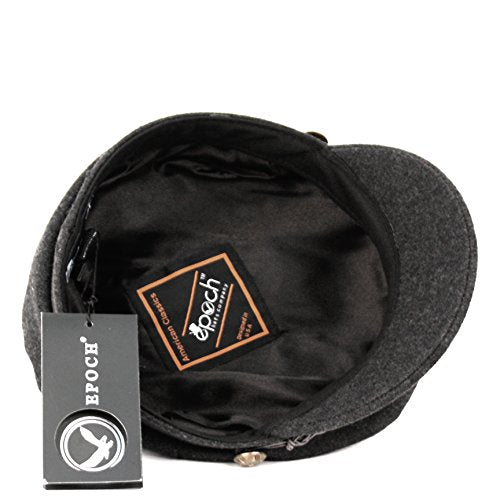 EPOCH Men's Greek Fisherman Sailor Fiddler Winter Wool Driver Hat Flat Cap - color: A Charcoal, size: Small-Medium