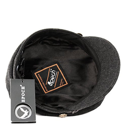 EPOCH Men's Greek Fisherman Sailor Fiddler Winter Wool Driver Hat Flat Cap - color: A Charcoal, size: Small-Medium