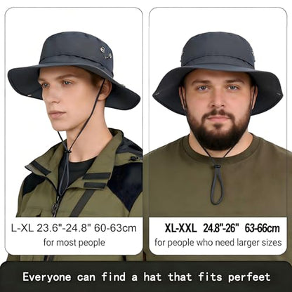 Plus Size XL XXL Sun Hats for Men Bucket Boonie UV Protection UPF50+ Waterproof Wide Brim Foldable Fishing Beach - color: Plc927khaki, size: X-Large-XX-Large