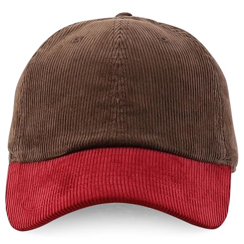 Trendy Apparel Shop Cotton Corduroy Unstructured Baseball Cap Dad Hat - color: Dark Brown Burgundy