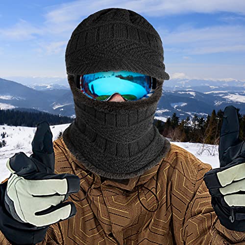 Knit Balaclava Ski Mask for Men Women - 2Pcs Warm Fleece Face Cover Winter Hat Gift for Cold Weather Outdoor Sports