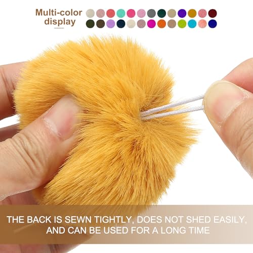 PATIKIL Faux Fur Pom Poms for Hats, 6 Pcs Fluffy Soft Fur Poms Balls with Elastic Loop for Keychain Knitting Hats DIY Scarves Gloves Bag Christmas, Blue - color: Blue