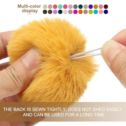 PATIKIL Faux Fur Pom Poms for Hats, 6 Pcs Fluffy Soft Fur Poms Balls with Elastic Loop for Keychain Knitting Hats DIY Scarves Gloves Bag Christmas, Blue - color: Blue