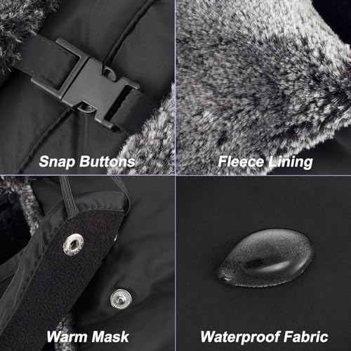 mysuntown Winter Hats for Women Men Trapper Ushanka Hat with Ear Flaps - color: Black