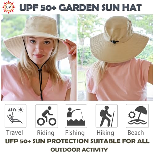 Solaris Wide Brim Sun Hat with Neck Flap - color: Tan, size: Medium