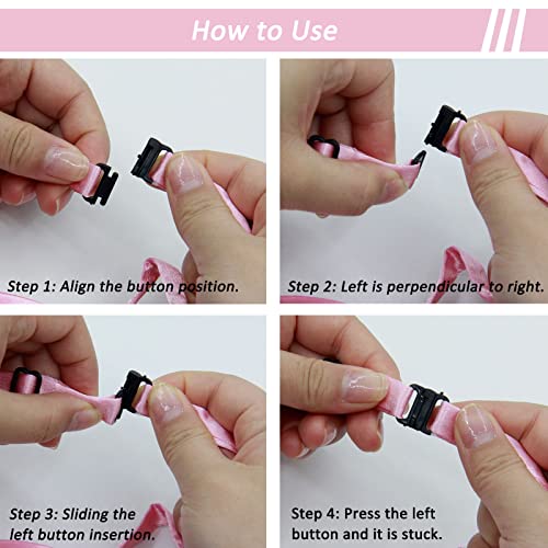 Mantieqingway Women Uniform Necktie Adjustable Strap Striped Pre-tie Ties - color: Pink