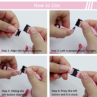 Mantieqingway Women Uniform Necktie Adjustable Strap Striped Pre-tie Ties - color: Pink