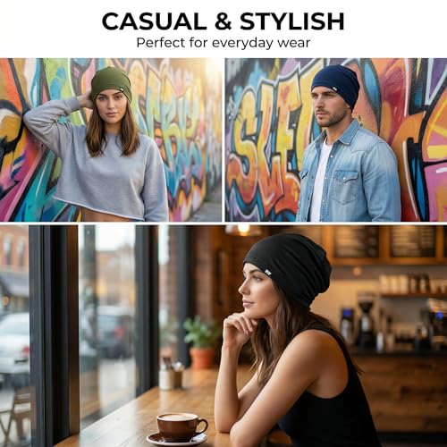 LONGLONG 2 Pack Summer Cooling Beanies Breathable Skull Caps Fits Big Heads - color: Black+army Green
