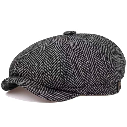 Women Classic Herringbone Newsboy Flat Cap 20s-Gatsby Tweed Ivy Cabbie Hat Golf Hunting Hats for Men Medium