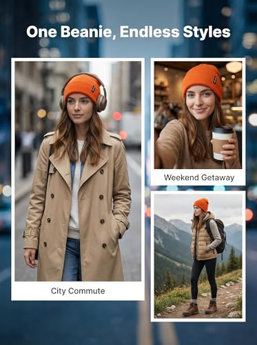 Beanie for Men Women Unisex Winter Hat Cuffed Thick Knitted Beanies Skull Cap - color: Bright Orange