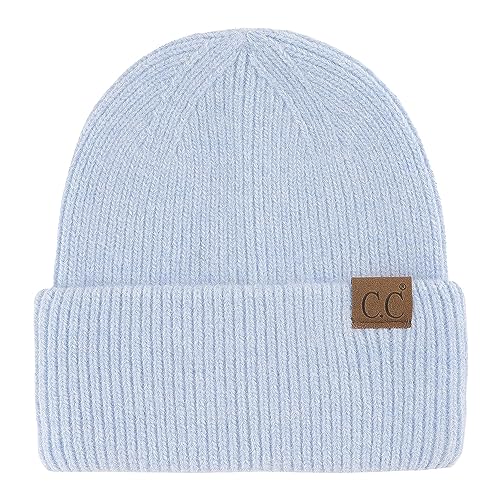 C.C Fuzzy Beanie for Women Unisex - Acrylic Stretchable Soft Warm Knit Winter Skully Hat - color: Angora-sky Blue