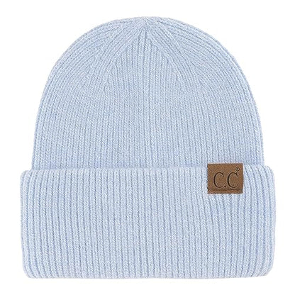 C.C Fuzzy Beanie for Women Unisex - Acrylic Stretchable Soft Warm Knit Winter Skully Hat - color: Angora-sky Blue