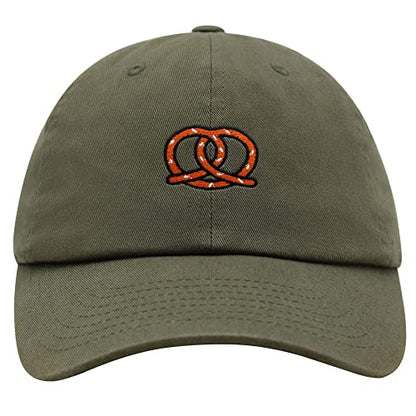 JPAK Pretzel Premium Dad Hat Embroidered Cotton Baseball Cap Snack - color: Olive Green