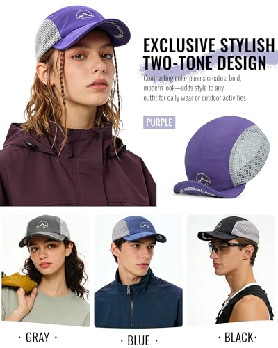 CLAPE Quick Dry Short Brim 5 Panel Hat, Water Resistant Nylon Cap - color: Clsb03-red