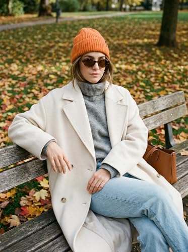 Beanie for Men Women Unisex Winter Hat Cuffed Thick Chunky Knitted Beanies Skull Cap - color: Orange