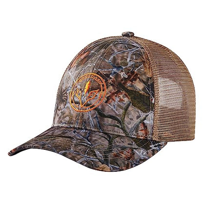 BASSDASH Altimate Fishing Hat Mesh Back for Men Women Adjustable Baseball Trucker Cap - color: Autumn Forest