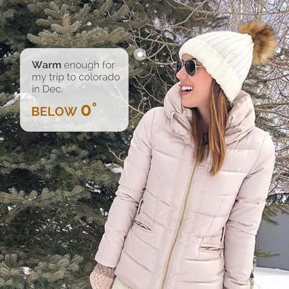 FURTALK Womens Winter Knitted Beanie Hat with Faux Fur Pom Warm Knit Skull Cap Beanie for Women - color: Beige