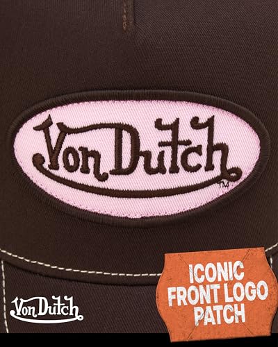Von Dutch Unisex Trucker Hat, Colorblock, Mesh Back, Curved Bill, Snapback - color: Brown/Pink
