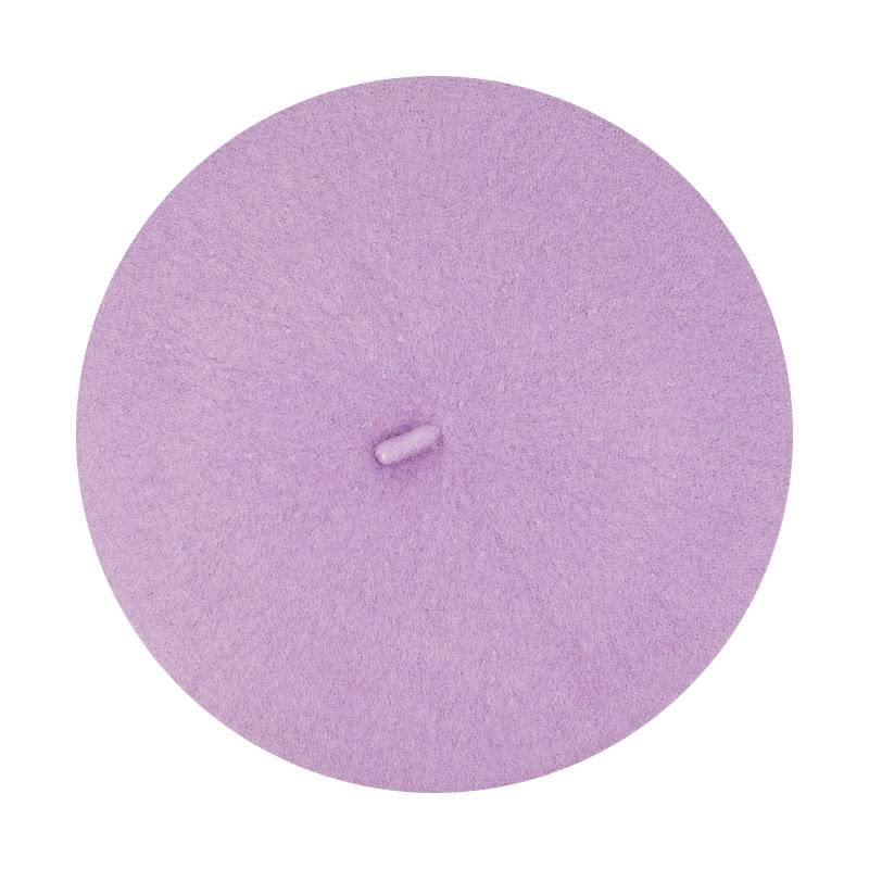 Gllutt Women Wool Beret Hat French Style Solid Color - color: Lilac