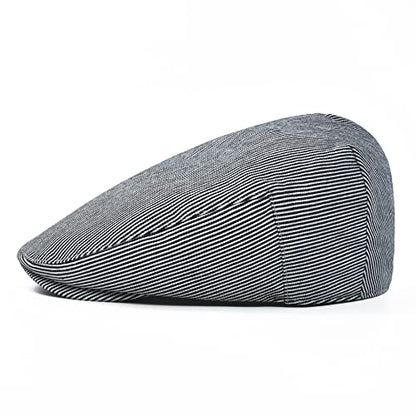 STARANCE Men Thin Cotton Gatsby Newsboy Cap - color: Black Stripe, size: 7 1/2