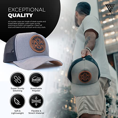 Urban Effort Trucker Hat for Men & Women, Mesh Back Baseball Cap, 5 Panel - color: Grey, style: Mesh Back