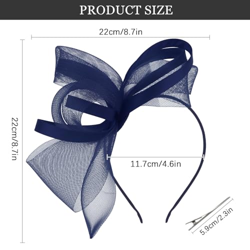 Navy Fascinators Hats for Women, Fascinator Headband Women's Tea Party Hat Derby Hats for Cocktail, Wedding, Fancy Dress Party, 1920s Accessories for Women - color: Navy