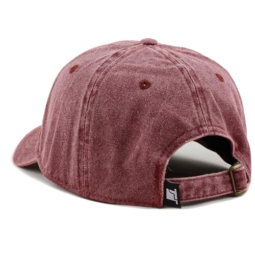 The Hat Depot 100% Cotton Pigment Dyed Low Profile Dad Hat Six Panel Cap - color: 1. Burgundy