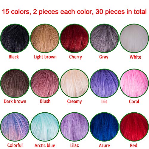 SIQUK 30 Pieces Faux Fur Pom Pom for Hats with Elastic Loop - color: Bright Color
